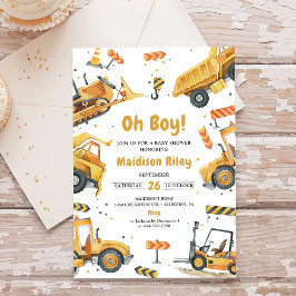 Jongen in aanbouw Baby shower Party Kaart