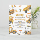 Jongen in aanbouw Baby shower Party Kaart (Staand voorkant)