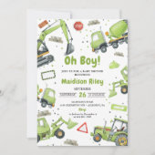 Jongen in aanbouw Baby shower Party Kaart (Voorkant)