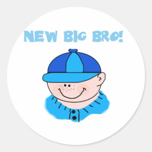 Jongen in Baseball Pet New Big Bro Ronde Sticker