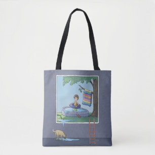 Jongen in de canvas tas van het kinderzwembad