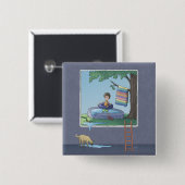 Jongen in de kinderpool-knop vierkante button 5,1 cm (Voorkant /achterkant)
