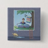 Jongen in de kinderpool-knop vierkante button 5,1 cm (Voorkant)