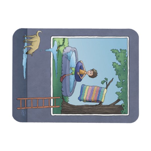 Jongen in de kinderpoolmagneet magneet (Horizontaal)