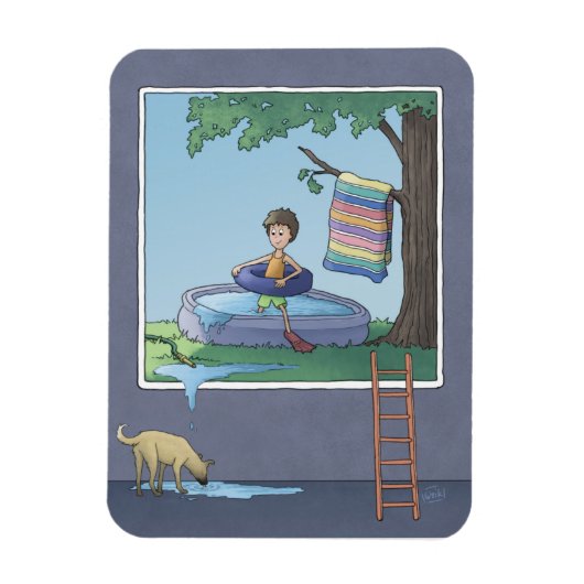 Jongen in de kinderpoolmagneet magneet (Verticaal)