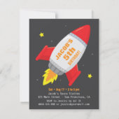 Jongen in de Rocket Ship Space Kids Birthday-uitno Kaart (Achterkant)