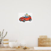 Jongen in de Rode Speelgoed auto - Poster (Keuken)