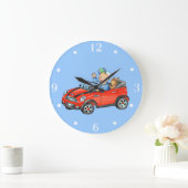 Jongen in de rode Speelgoed auto - wandklok (Huis)