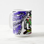 Jongen in de winter plezier koffiemok (Voorkant links)