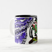 Jongen in de winter plezier tweekleurige koffiemok (Voorkant links)