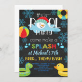 Jongen in de winterpoel feestuitnodiging. kaart (Voorkant / Achterkant)