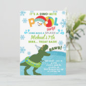 Jongen in de winterpoel feestuitnodiging. kaart (Staand voorkant)