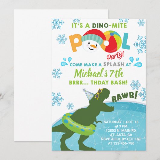 Jongen in de winterpoel feestuitnodiging. kaart (Voorkant / Achterkant)