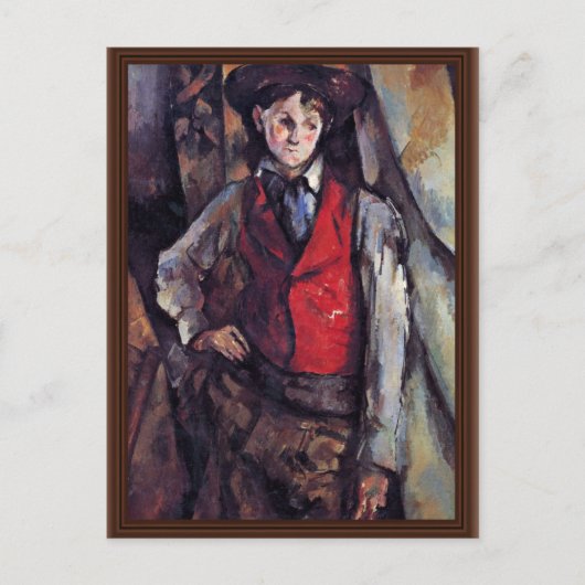 Jongen in een rode jas van Paul Cézanne Briefkaart (Voorkant)