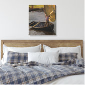 Jongen in een zeilboot op de rivier (door Magnus E Canvas Afdruk (Insitu (Slaapkamer))