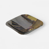 Jongen in een zeilboot op de rivier (door Magnus E Papieren Bordje (Gebogen)