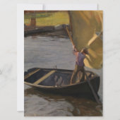 Jongen in een zeilboot op de rivier kaart (Voorkant)