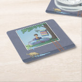 Jongen in het kinderbad Square Paper Onderzetter (Schuin)