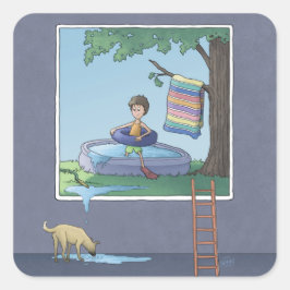 Jongen in het kinderbad Square Sticker