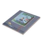 Jongen in het kinderdepot keramische tegels tegeltje (Zijkant)