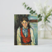 Jongen in het rode vest briefkaart (Staand voorkant)
