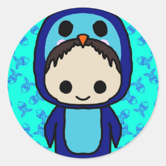 Jongen in Penguin Suit (Kawaii Club) Ronde Sticker