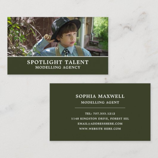 Jongen in Pet, Modelleraar, modelagent Visitekaartje (Voorkant / Achterkant)