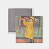 Jongen in Rainmantel Magneet (Voorkant / Achterkant)