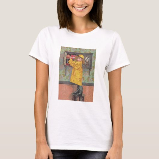 Jongen in Rainmantel T-shirt (Voorkant)