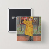 Jongen in Rainmantel Vierkante Button 5,1 Cm (Voorkant /achterkant)