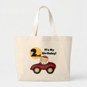 Jongen in Red Car, 2e verjaardag, T-shirts en cade Grote Tote Bag