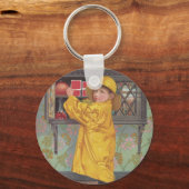 Jongen in regenjas sleutelhanger (Voorkant)