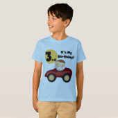 Jongen in Rode Auto 3e Verjaardag T-shirts en gesc (Voorkant volledig)