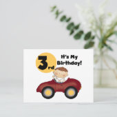 Jongen in Rode Auto 3e Verjaardag T-shirts en gesc Briefkaart (Staand voorkant)