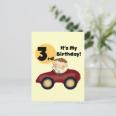 Jongen in Rode Auto 3e Verjaardag T-shirts en gesc Briefkaart (Staand voorkant)