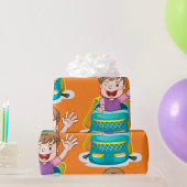 Jongen in rugzak Waving Fun School Kind Cadeaupapier