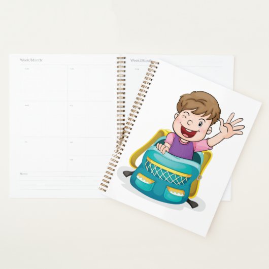 Jongen in rugzak Waving Fun School Kind Planner (Display)