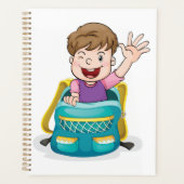 Jongen in rugzak Waving Fun School Kind Planner (Voorkant)