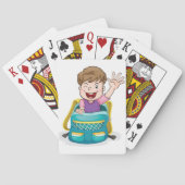 Jongen in rugzak Waving Fun School Kind Pokerkaarten (Achterkant)