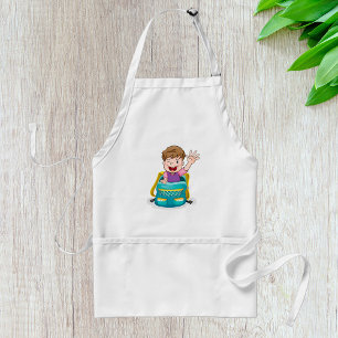 Jongen in rugzak Waving Fun School Kind Standaard Schort