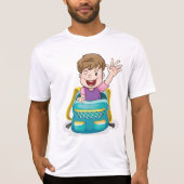 Jongen in rugzak Waving Fun School Kind T-shirt (Voorkant)