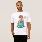 Jongen in rugzak Waving Fun School Kind T-shirt (Voorkant volledig)
