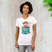 Jongen in rugzak Waving Fun School Kind T-shirt