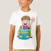 Jongen in rugzak Waving Fun School Kind T-shirt (Voorkant)