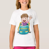 Jongen in rugzak Waving Fun School Kind T-shirt (Voorkant)