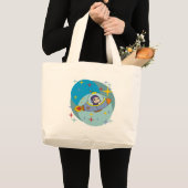 Jongen in ruimteschip grote tote bag (Voorkant (product))
