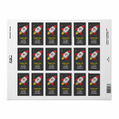 Jongen in ruimteschip ruimte verjaardagsfeest labe etiket (Full Sheet)