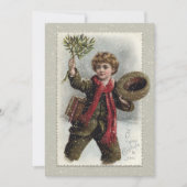 jongen in sneeuw met prettige kerstcadeautjes feestdagenkaart (Voorkant)