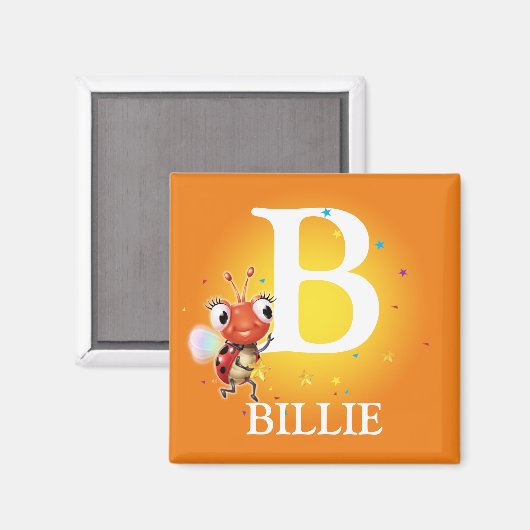 Jongen initiaal ladybug fridge magnet (Voorkant / Achterkant)