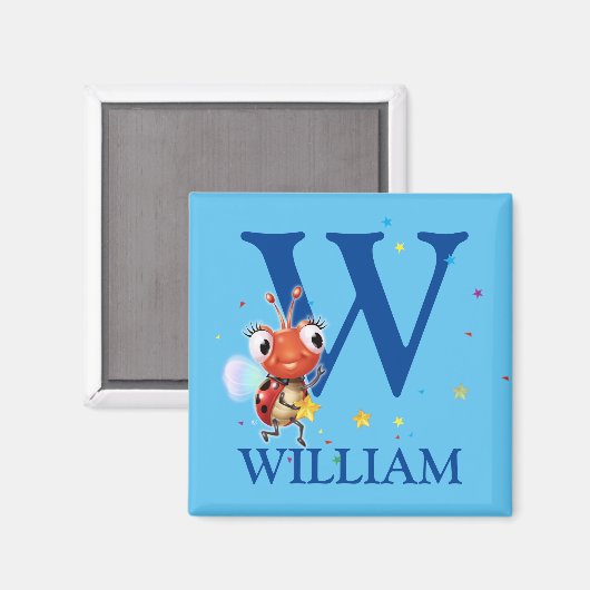 Jongen initiaal ladybug fridge magnet (Voorkant / Achterkant)